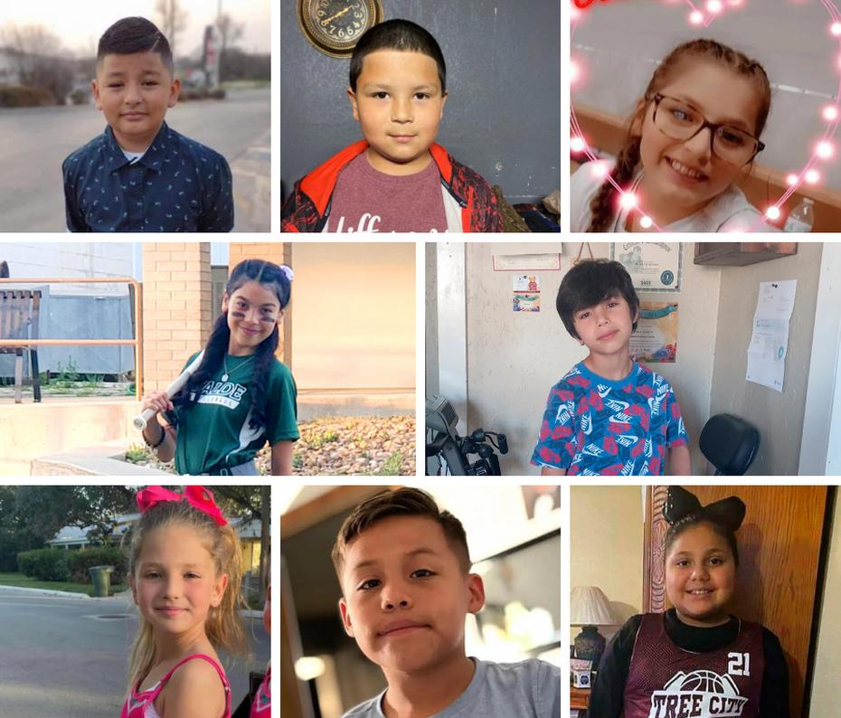 Algunas de las víctimas fatales de una matanza en la escuela elemental Robb de Uvalde, Texas. Las fotos han sido publicadas o suministradas a medios noticiosos por familiares.