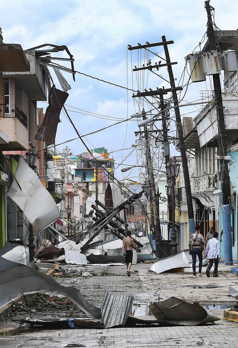 El pueblo de Manatí en septiembre de 2017 tras el paso del huracán María.