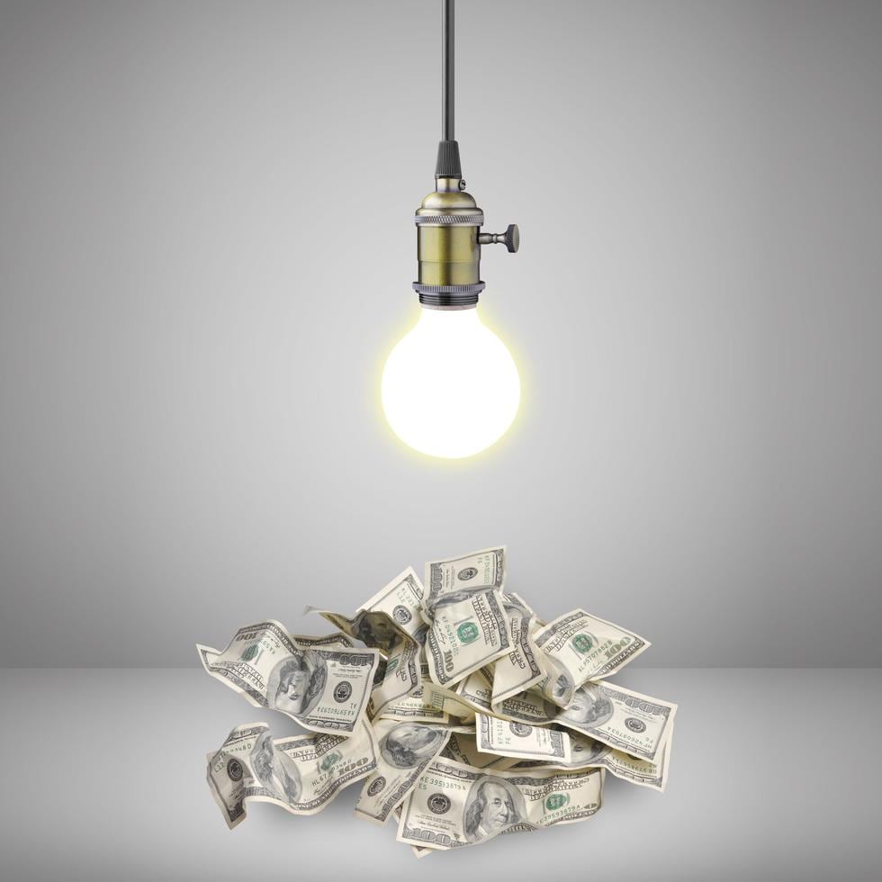 light bulb over money
