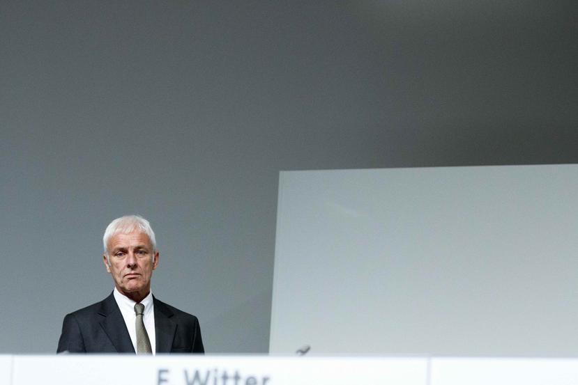 El presidente de Volkswagen, Matthias Müller, durante una reunión de la junta general de accionistas de la compañía el pasado 10 de mayo. (EFE)