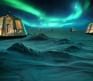 El Hotel North Pole Igloos tiene diez cúpulas con calefacción en las que los huéspedes pueden dormir bajo las estrellas en el centro helado del Océano Ártico. (Suministrada)