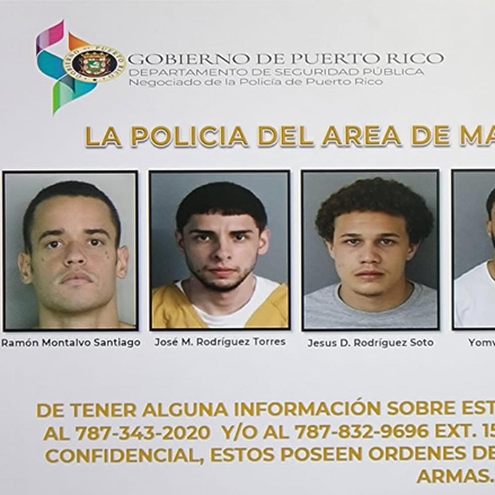 Ramón A. Montalvo Santiago (primero de izquierda a derecha) aparece en la lista de los más buscados de la zona policíaca de Mayagüez.