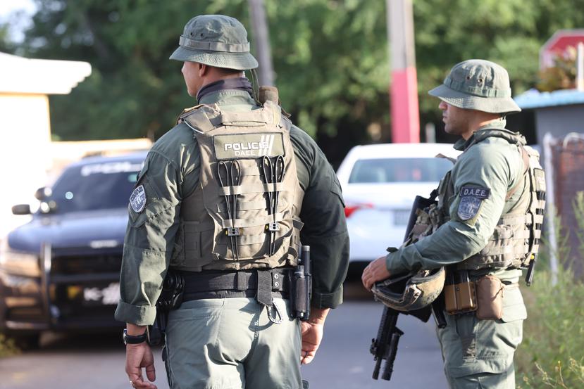 Agentes de la División de Inteligencia y Arrestos ejecutan un allanamiento en el sector Miñi Miñi, en Loíza.