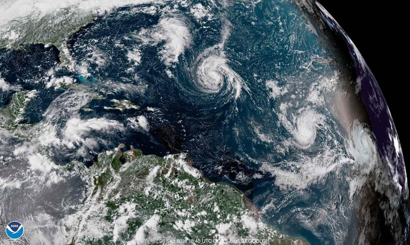 Imagen de satélite de la NOAA que muestra la tormenta tropical Florence. (AP)