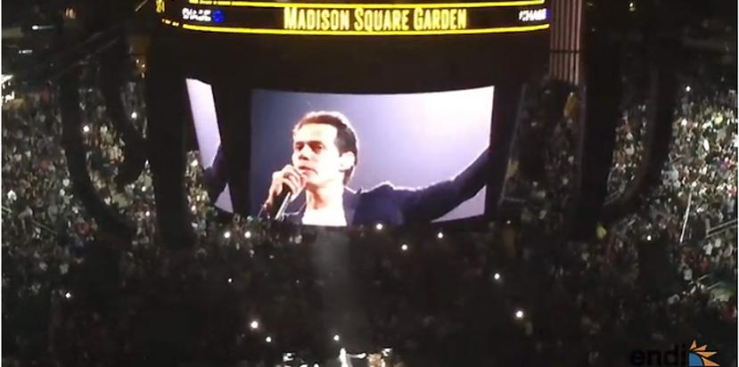 Marc Anthony en su concierto en el Madison Square Garden de Nueva York expresó su gran orgullo por haber nacido en esa ciudad y de ser puertorriqueño. (Toma de pantalla)