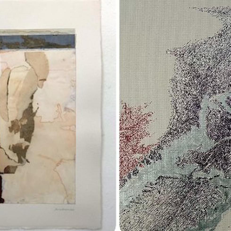 A la izquierda, una de las obras de Carmelo Fontánez y a la derecha, la del Jaime Romano, en exhibición en la galería SPACE, desde el martes, 6 de febrero.