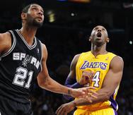 Kobe Bryant y Tim Duncan lograron cinco campeonatos de la NBA, cada uno, con los Lakers y los Spurs, respectivamente.