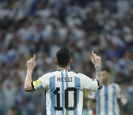 Lionel Messi celebra durante el partido del martes.