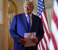 FILE - Former President Donald Trump arrives to speak at Mar-a-lago on Election Day, Nov. 8, 2022, in Palm Beach, Fla. Trump is preparing to launch his third campaign for the White House with an announcement Tuesday night, Nov. 15. (AP Photo/Andrew Harnik, File)