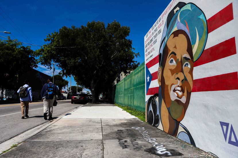 En la foto mural de Roberto Clemente en Wynwood, Miami.