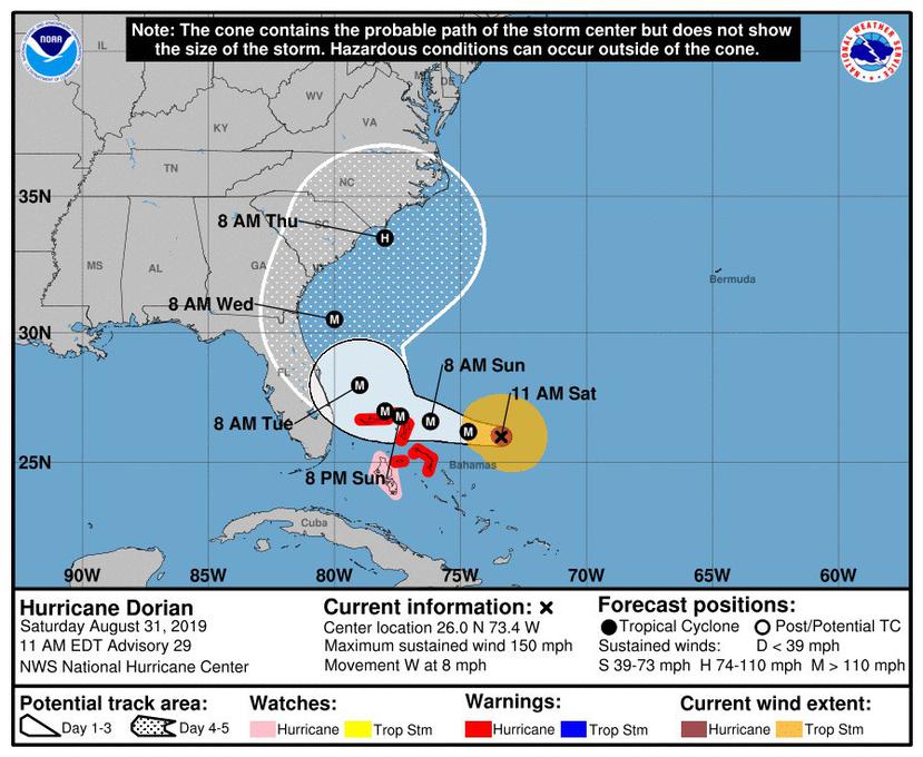 La Florida podría comenzar a sentir sus vientos desde el próximo lunes. (NOAA)