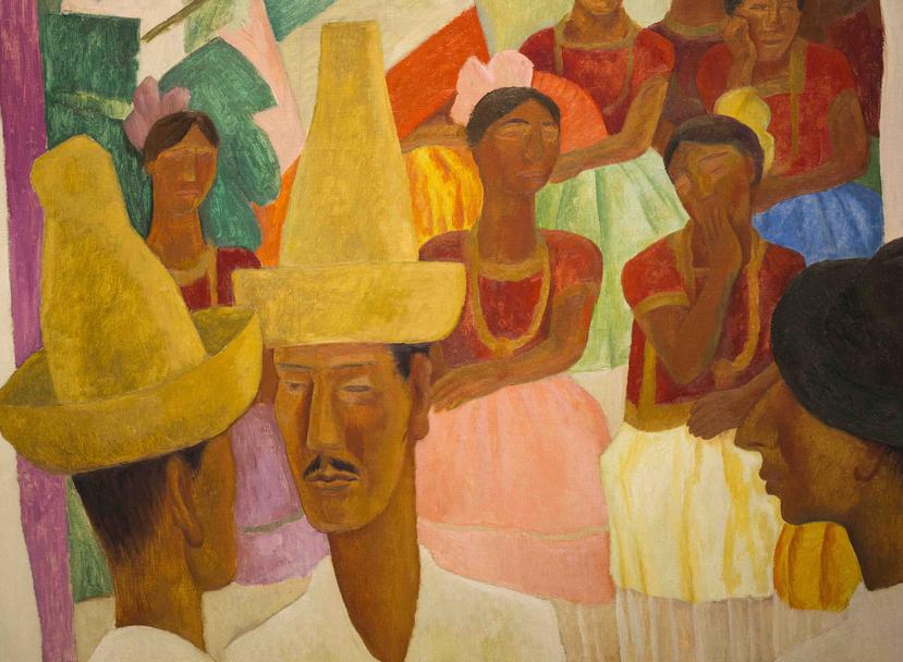 Parte de la obra "Los Rivales" del pintor mexicano Diego Rivera, que se exhibe como parte de la colección de Peggy y David Rockefeller en Beverly Hills, California. (EFE)