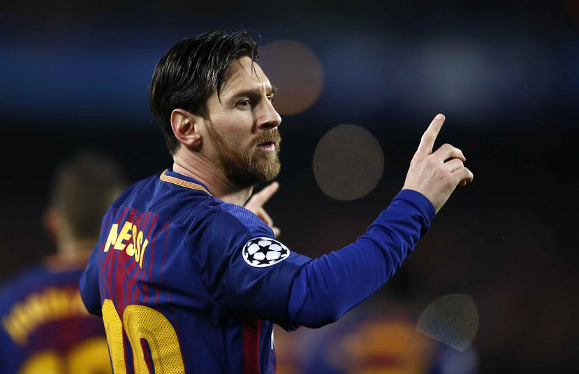 Messi, del Barcelona, festeja luego de anotar el primer tanto ante el Chelsea en la vuelta de los octavos de final de la Liga de Campeones el pasado miércoles. (AP / Manu Fernández)