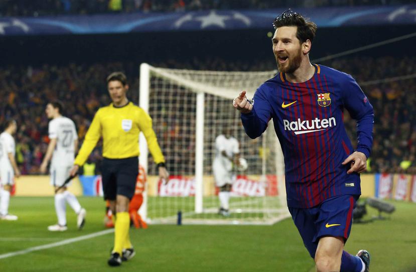 Messi celebra el gol anotado contra el Chelsea en el minuto tres. (AP)