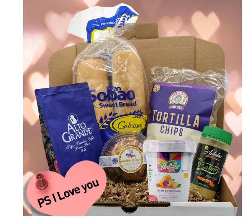La sección Gourmet de  BrandsofPuertoRico.com incluye una gran variedad de productos consumibles como panes, piques, cafés, dulces típicos, sofrito y miel. También se pueden agrupar en paquetes tipo ‘care boxes’, como esta de PS I Love You.