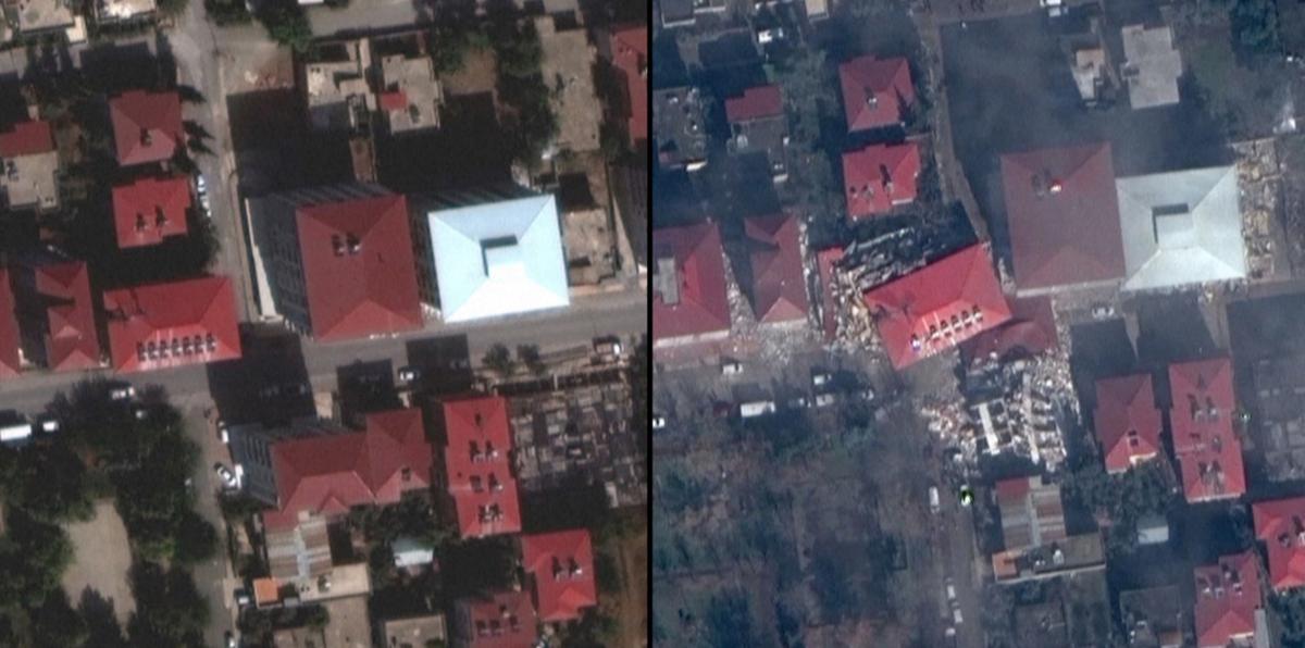 Imágenes satelitales: antes y después por terremotos en pueblo de Turquía