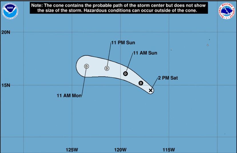 Se prevé que la tormenta pierda fuerza hasta un ciclón postropical la noche del domingo. (Captura NOAA)