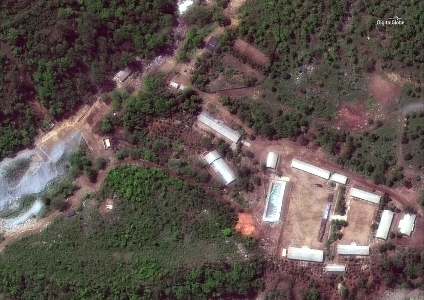Imagen de satélite del centro de pruebas nucleares de Punggye-ri, en Corea del Norte. (AP)