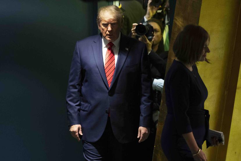 Donald Trump antes de hablar ante la 74ª sesión de la Asamblea General de las Naciones Unidas en la sede de la ONU en Nueva York. (AP/Mary Altaffer)