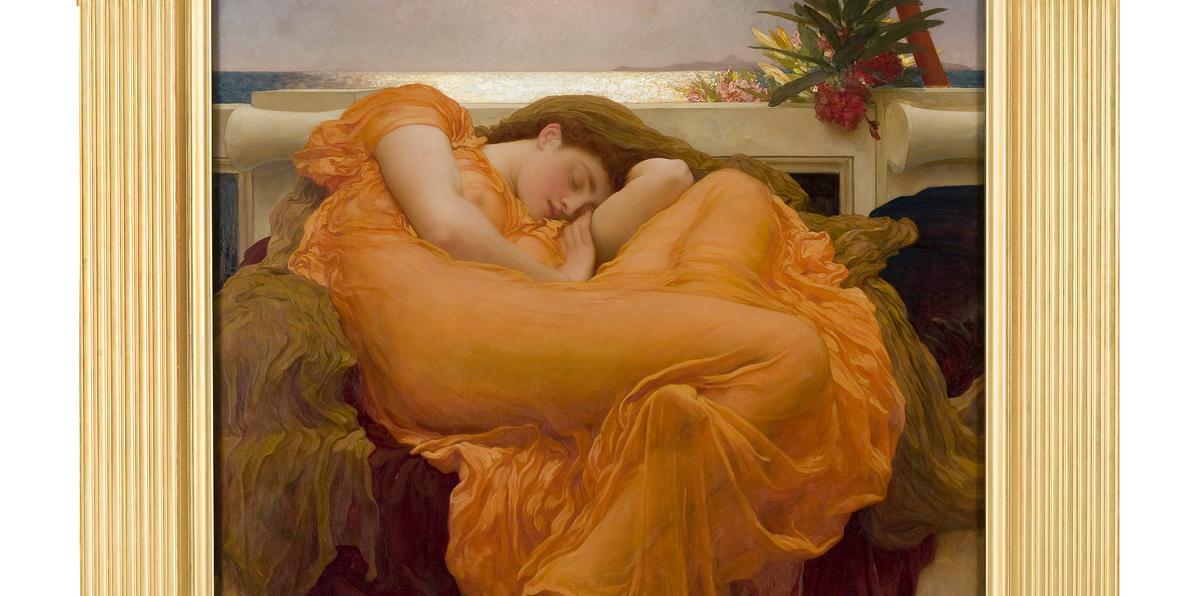 Frederic Leighton (1830-1896), Flaming June, c. 1895, Óleo sobre lienzo, 46 7/8 x 46 7/8 pulgadas (119 x 119 cm.), Museo de Arte de Ponce. The Luis A. Ferré Foundation, Inc.