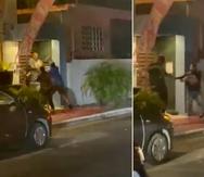 Capturas de vídeo del momento en que un hombre es agredido tras presuntamente intentar secuestrar a un menor en Santurce.