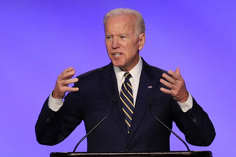 En esta foto de archivo del 5 de abril de 2019, el ex vicepresidente Joe Biden habla en la Conferencia de Construcción y Mantenimiento IBEW en Washington. (AP / Manuel Balce Ceneta)