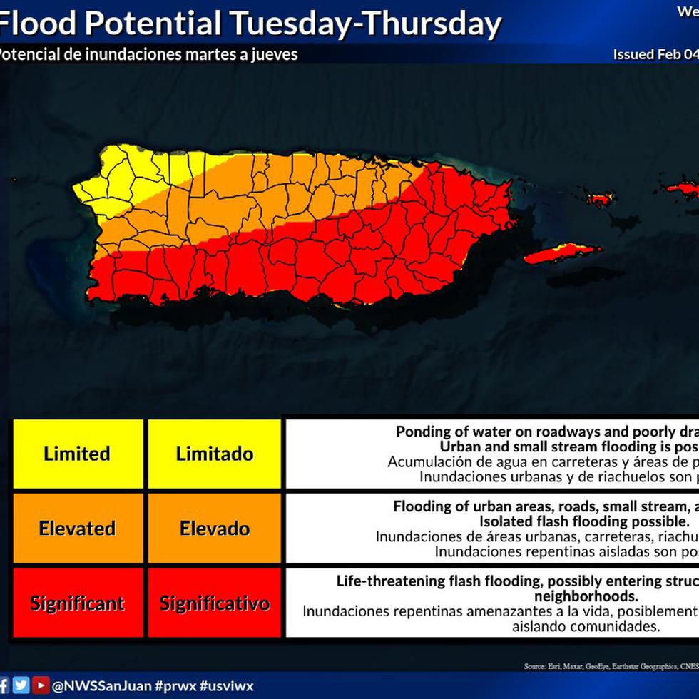 Las fuertes lluvias que traerá una vaguada pudiesen provocar inundaciones en varias zonas de la isla.