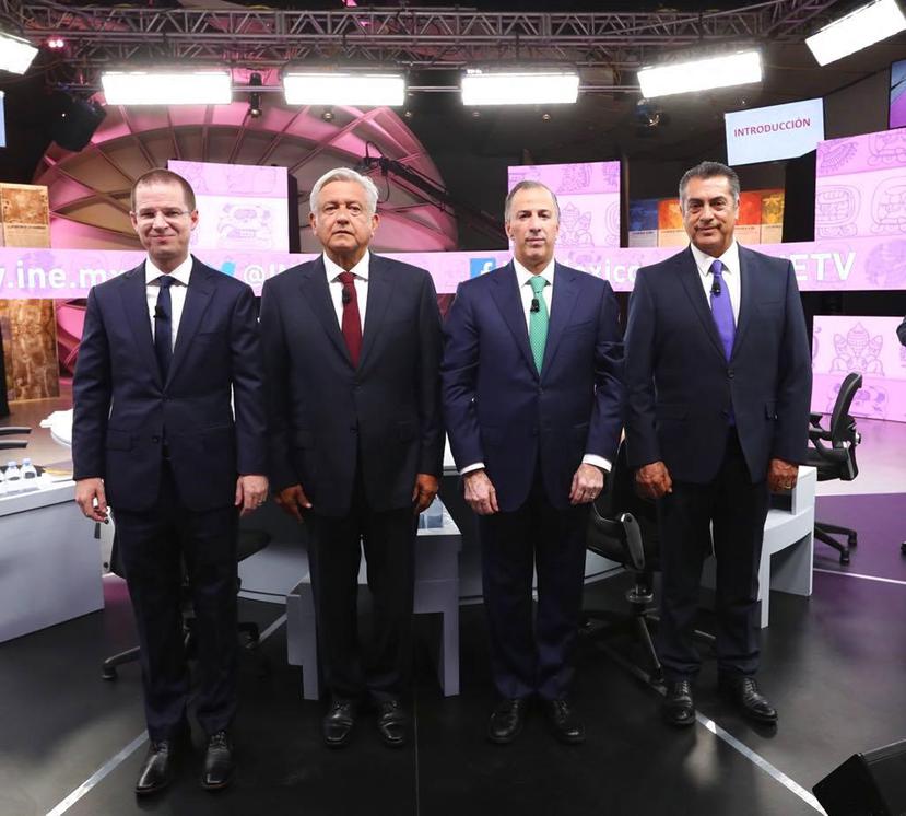 Los candidatos a la Presidencia de México, de izquierda a derecha: Ricardo Anaya, Andrés Manuel Lopez Obrador, José Antonio Meade y Jaime Rodriguez. (National Electoral Institute via AP)