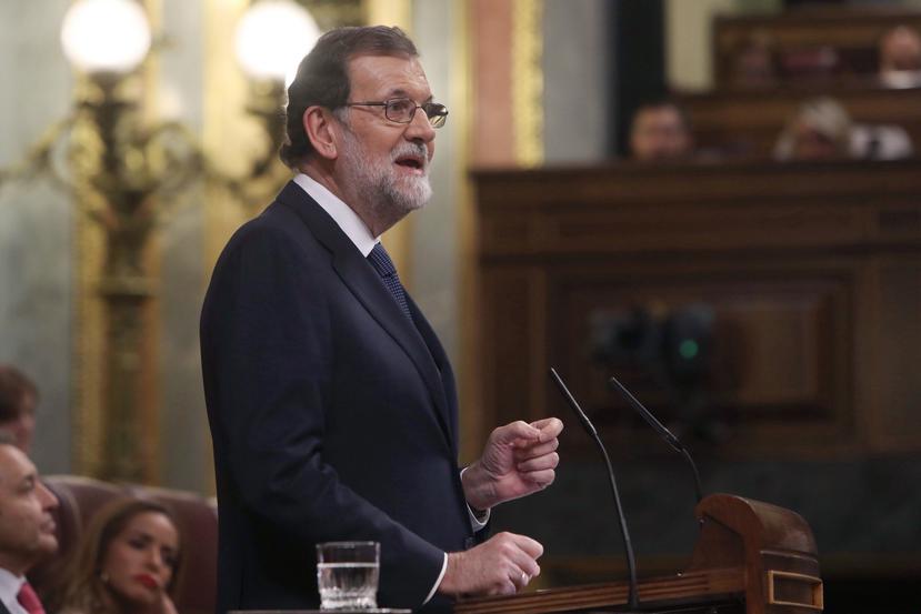 El presidente Mariano Rajoy durante su comparecencia en el pleno del Congreso de los Diputados (EFE).