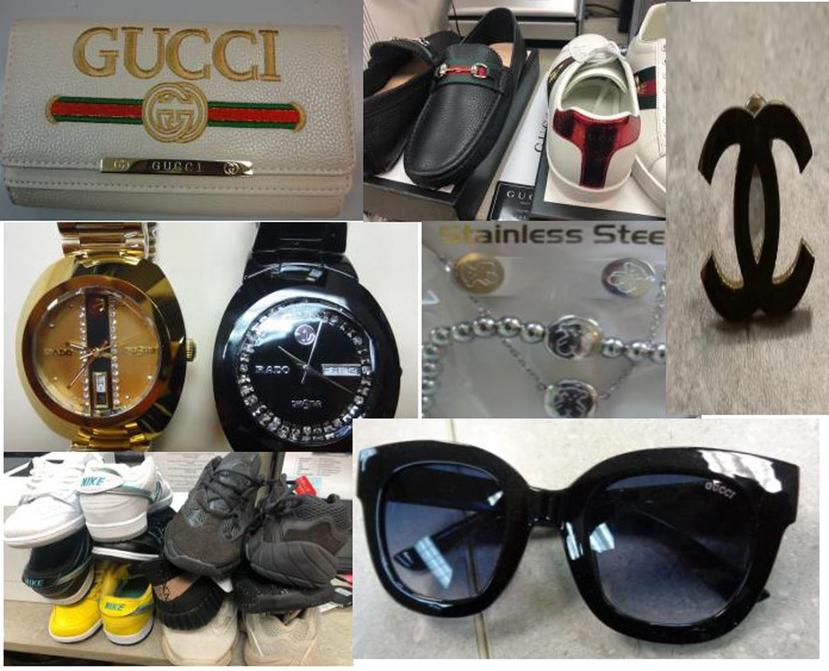 Entre los productos se encuentran gafas, zapatos y carteras. (Suministrada / CBP)