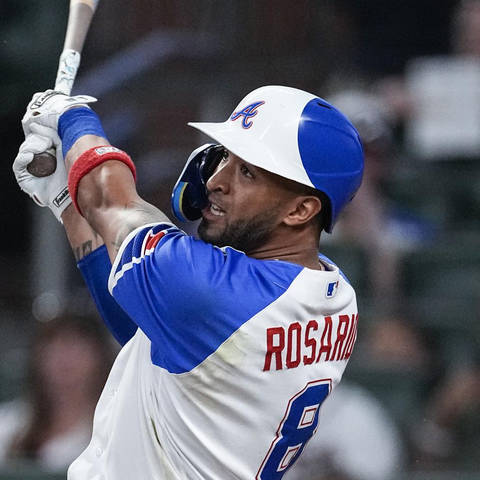 El puertorriqueño Eddie Rosario jugó dos temporadas y media con los Braves de Atlanta, ganando la Serie Mundial de 2021.