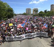 San Juan, Puerto Rico, Julio 22, 2019 - MCD - FOTOS para ilustrar una historia relacionada a la marcha en contra del gobernador Ricardo Rosselló debido a la controversia en el gobierno por asuntos de corrupción y el chat de Telegram - #RickyRenuncia #NiCorruptosNiCobardes. EN LA FOTO una vitsa de la manifestacíon en la que participaron miles y las banderas de Puerto Rico eran incontables.FOTO POR:  tonito.zayas@gfrmedia.comRamon " Tonito " Zayas / GFR Media