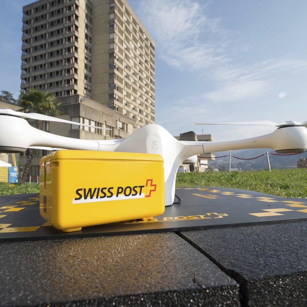 Foto de archivo de un dron del servicio de correos suizo Swiss Post.