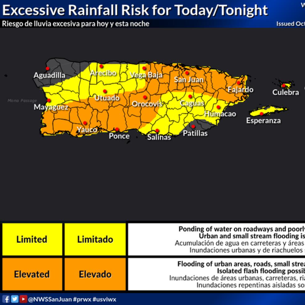 Se espera que la actividad de lluvia en la zona continúe a lo largo del día, a causa de las bandas asociadas a la tormenta tropical Philippe.