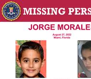 El pequeño Jorge Morales secuestró a su hijo, Jorge "Jojo" Morales, de seis años, el pasado 27 de agosto en Florida.