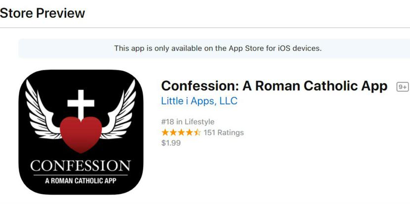 Confession es una app que solamente está disponible para dispositivos iOS y tiene un costo aproximado a los $2 (itunes.apple.com).