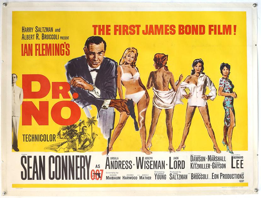 Afiche de "Dr. No", la primera película de "James Bond", protagonizada por Sean Connery.