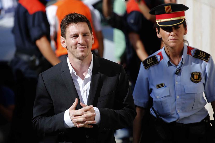 Messi a su arribo a la corte en Barcelona.