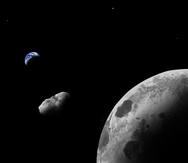 Impresión artística del cuasi-satélite terrestre Kamo`oalewa cerca de la Luna.