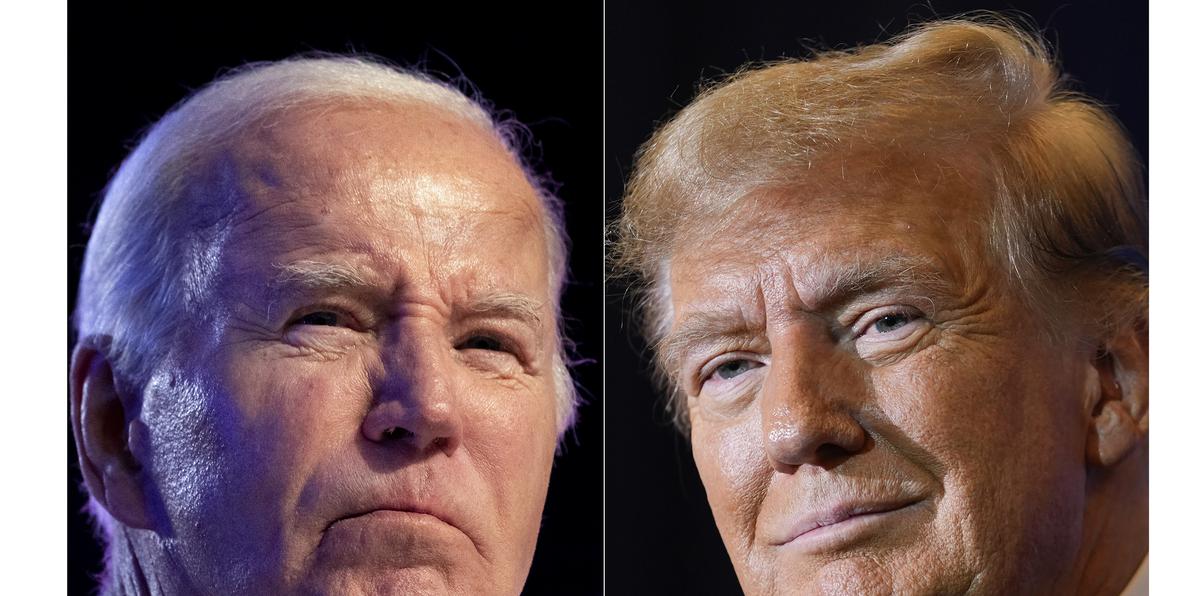 El presidente Joe Biden (i) en una foto tomada el 5 de enero de 2024, y el expresidente Donald Trump (d) en una foto tomada el 19 de enero de 2024.