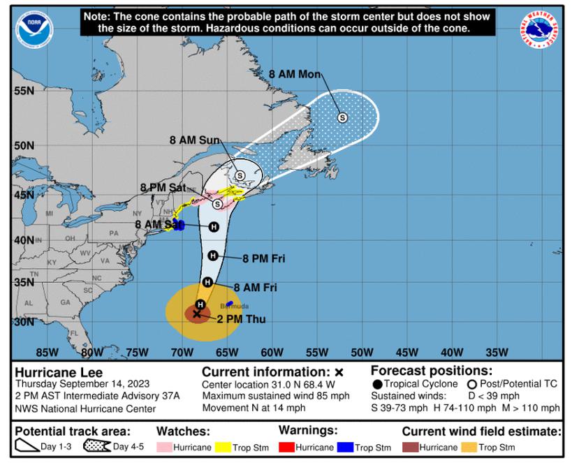 Gran parte de las zonas costeras de Nueva Inglaterra se hallan hoy bajo vigilancias de huracán.