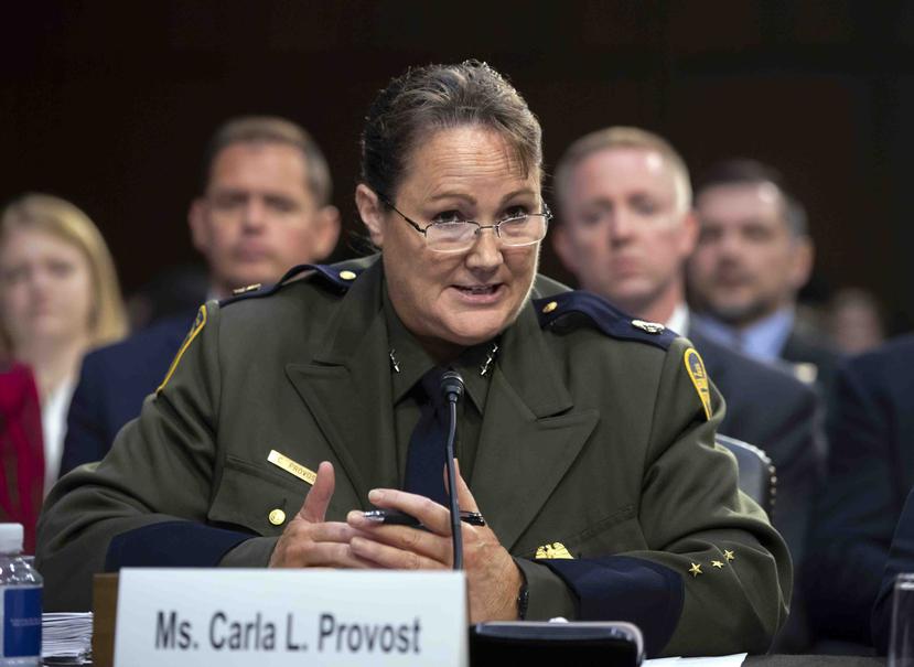Carla Provost, jefa interina de la Patrulla Fronteriza de Aduanas de EE.UU., durante una audiencia del Senado. (AP)