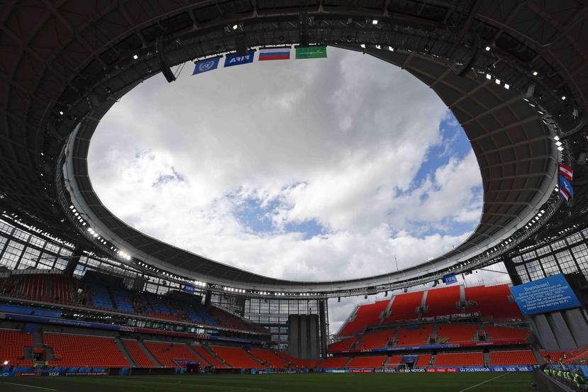 El costado derecho de las tribunasa temporales del estadio Ekaterimburgo, Rusia, sede de partidos del Mundial. (AP)