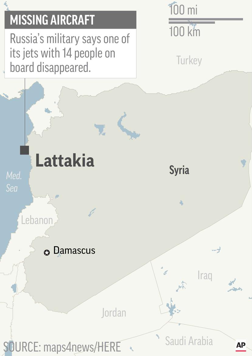 El mapa muestra el lugar donde el avión ruso fue derribado. (AP)