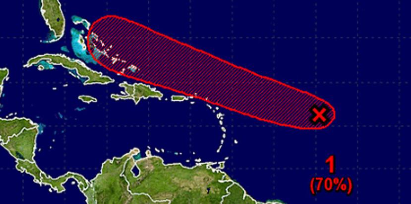 Se espera que entre esta noche o mañana el sistema se convierta en una depresión tropical. (Captura / NOAA)