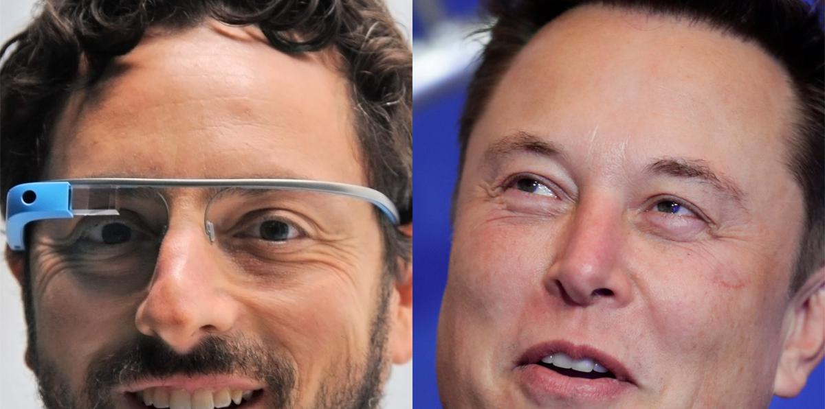 Fotomontaje del cofundador de Google Sergey Brin y el magnate Elon Musk.
