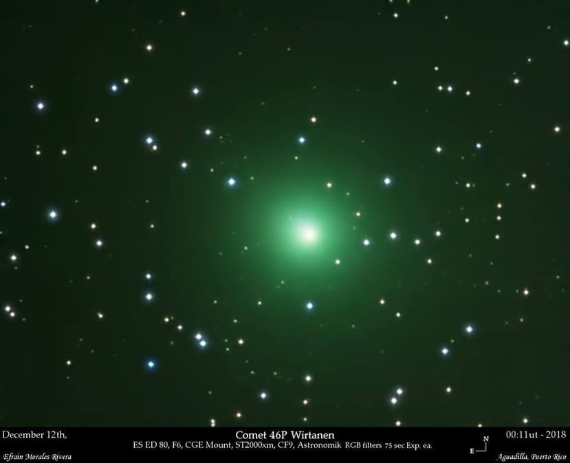 El cometa 46P/Wirtanen el pasado 12 de diciembre de 2018. (Suministrada)