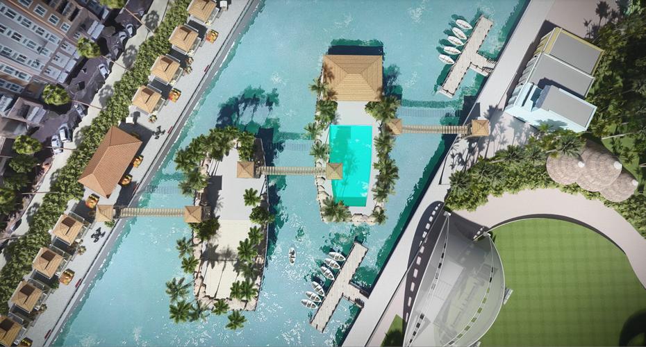 La nueva Bahía Urbana poseerá playas flotantes que contarán con instalaciones para voleibol, tenis playero y acceso directo a la bahía para practicar deportes acuáticos como paddle boarding. También el proyecto tendrá hamacas para la relajación de sus asistentes.