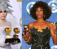 Whitney Houston y Lady Gaga no pudieron competir por el premio de mejor artista nuevo debido a las reglas para la categoría en los años que marcaron sus descubrimientos. (AP)