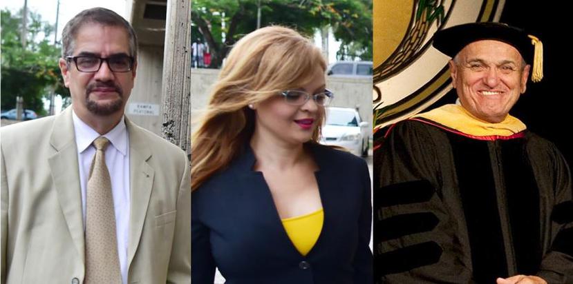 Tres exrectores implicados Juan Varona Echeandía, de Cayey; Yanaira Vázquez Cruz, de Utuado y Juan Ramírez Silva, de Arecibo. (Archivo/GFR)